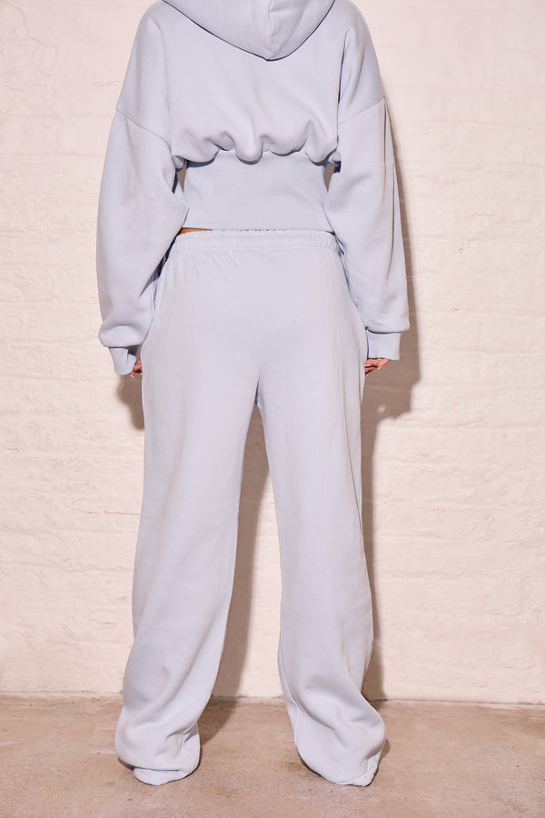 Kaiia Side Stripe Wide Leg Joggers Dusty Blue & Lemon
