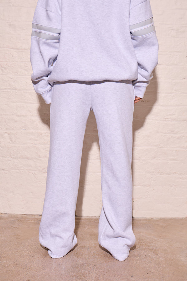 Kaiia Side Stripe Wide Leg Joggers Light Grey Marl & Dusty Blue