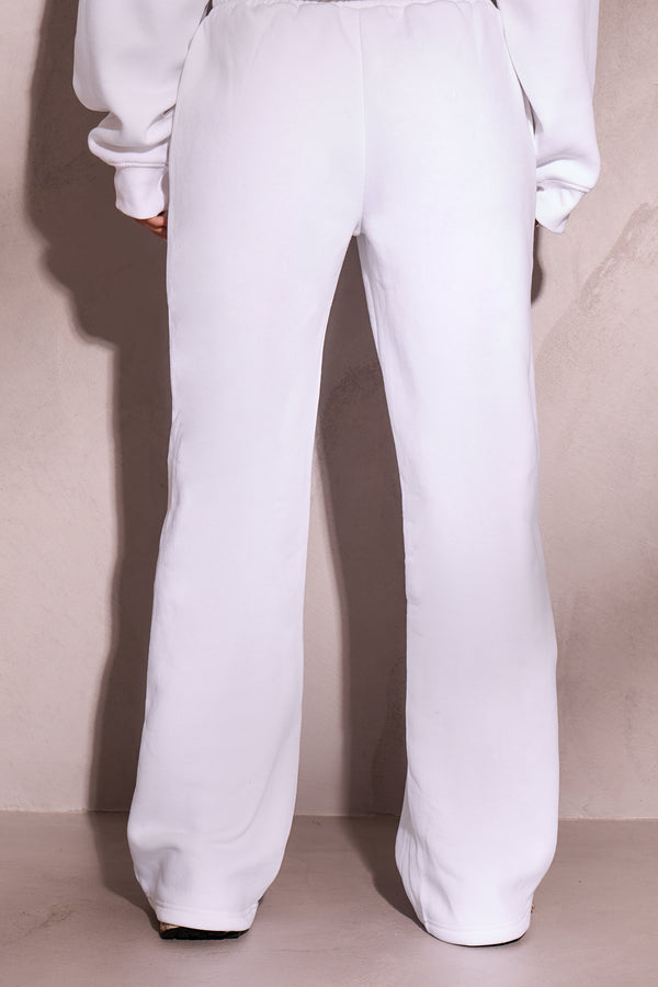 Kaiia Side Stripe Wide Leg Joggers Off White & Brown