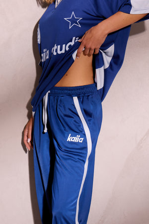 Kaiia Embroidered Tricot Joggers Victory Blue & Dusty Blue
