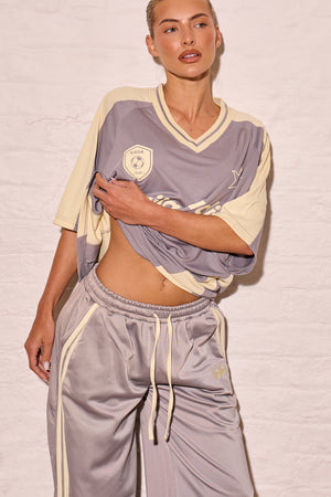 Kaiia Embroidered Tricot Joggers Mist Grey & Lemon