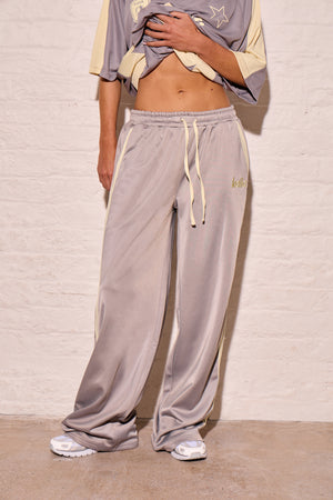 Kaiia Embroidered Tricot Joggers Mist Grey & Lemon