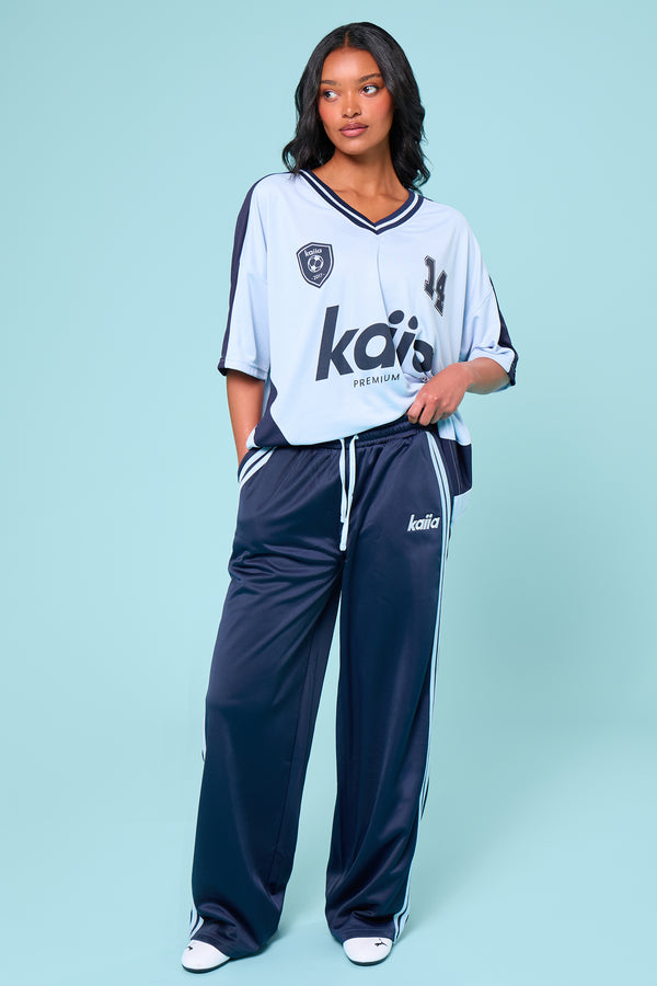 Kaiia Side Stripe Tricot Joggers Navy & Baby Blue