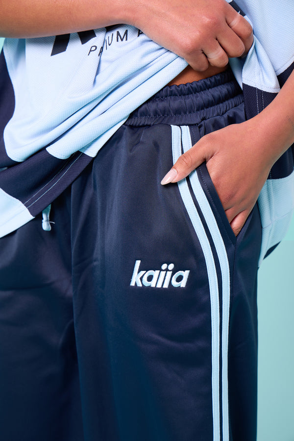 Kaiia Side Stripe Tricot Joggers Navy & Baby Blue