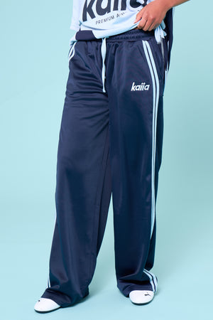 Kaiia Side Stripe Tricot Joggers Navy & Baby Blue
