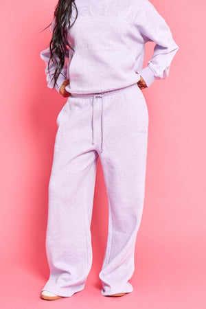 Kaiia Logo Wide Leg Joggers Lilac Marl