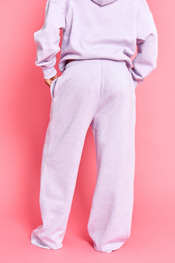 Kaiia Logo Wide Leg Joggers Lilac Marl