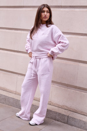 Kaiia Logo Wide Leg Joggers Baby Pink Marl