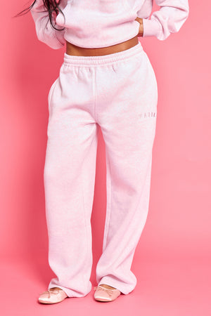 Kaiia Logo Wide Leg Joggers Baby Pink Marl