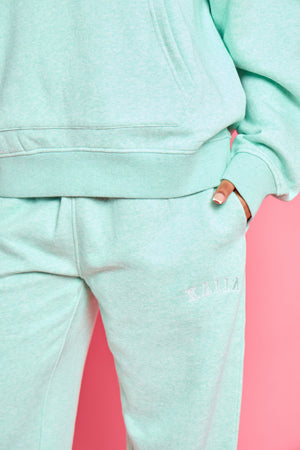 Kaiia Logo Wide Leg Joggers Mint Green Marl