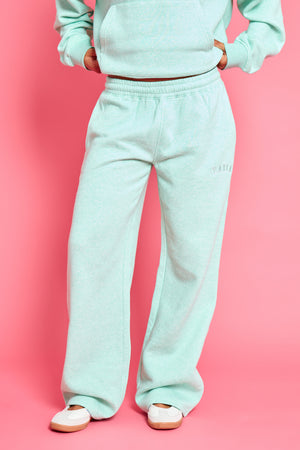 Kaiia Logo Wide Leg Joggers Mint Green Marl