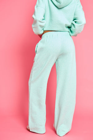 Kaiia Logo Wide Leg Joggers Mint Green Marl