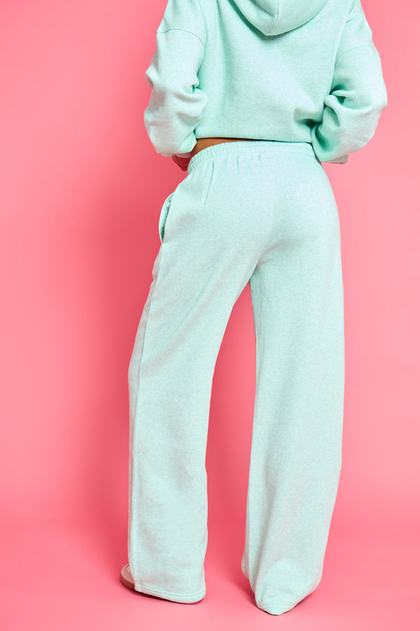 Kaiia Logo Wide Leg Joggers Mint Green Marl