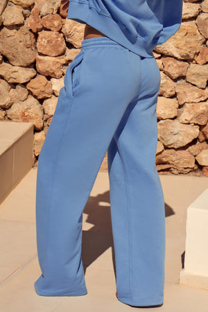 Kaiia Logo Wide Leg Joggers Ocean Blue