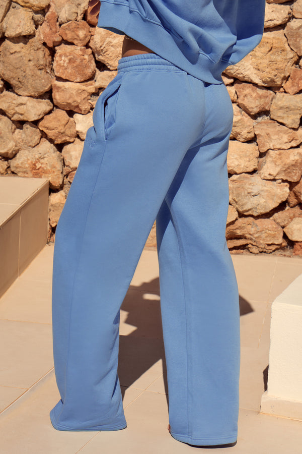 Kaiia Logo Wide Leg Joggers Ocean Blue