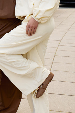 Kaiia Woven Tie Detail Wide Leg Trousers Butter Yellow