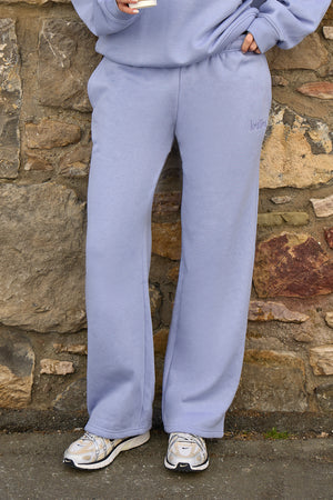 Kaiia Logo Wide Leg Joggers Lavender Blue