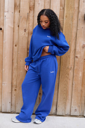 Kaiia Logo Wide Leg Joggers Deep Cobalt