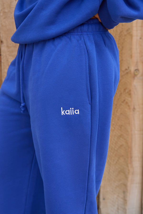 Kaiia Logo Wide Leg Joggers Deep Cobalt