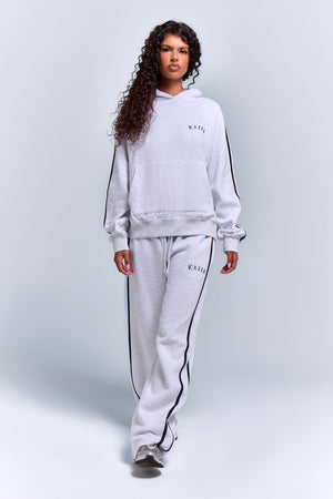 Kaiia Sport Side Stripe Wide Leg Joggers Light Grey Marl & Navy
