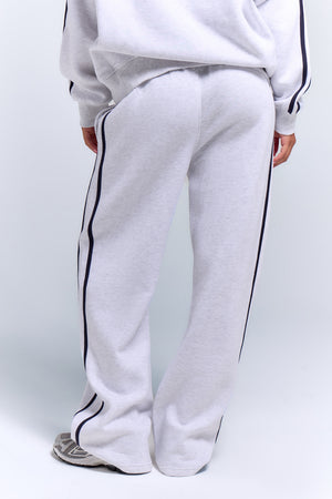 Kaiia Sport Side Stripe Wide Leg Joggers Light Grey Marl & Navy
