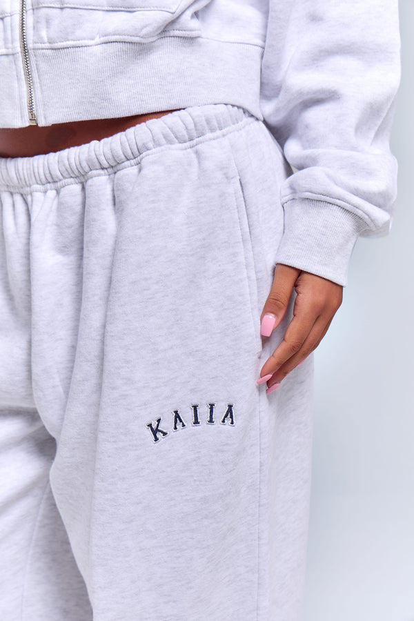 Kaiia Logo Cuffed Joggers Light Grey Marl & Navy