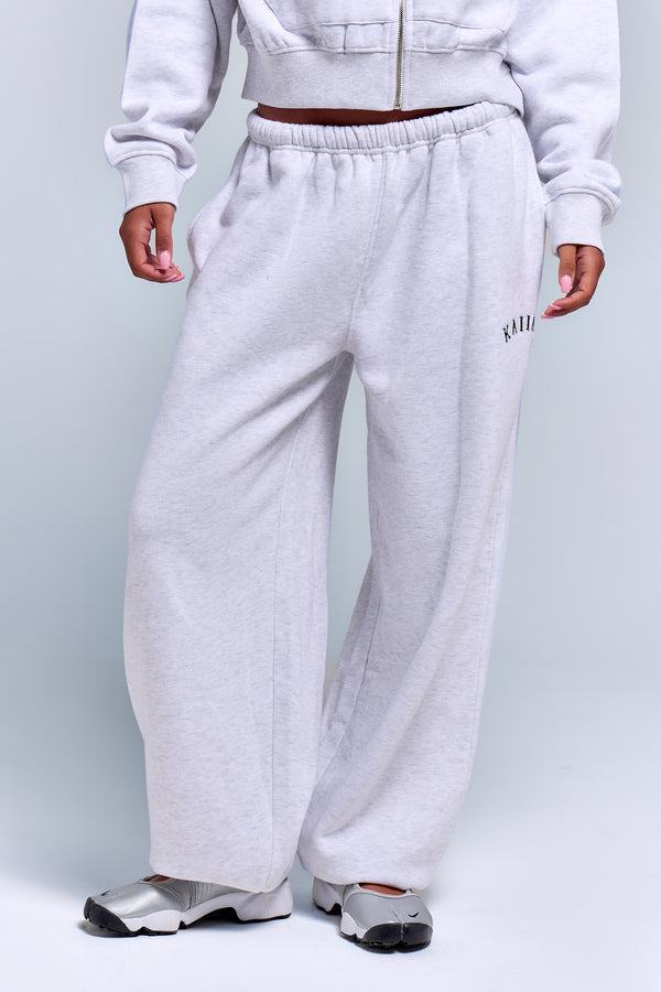 Kaiia Logo Cuffed Joggers Light Grey Marl & Navy