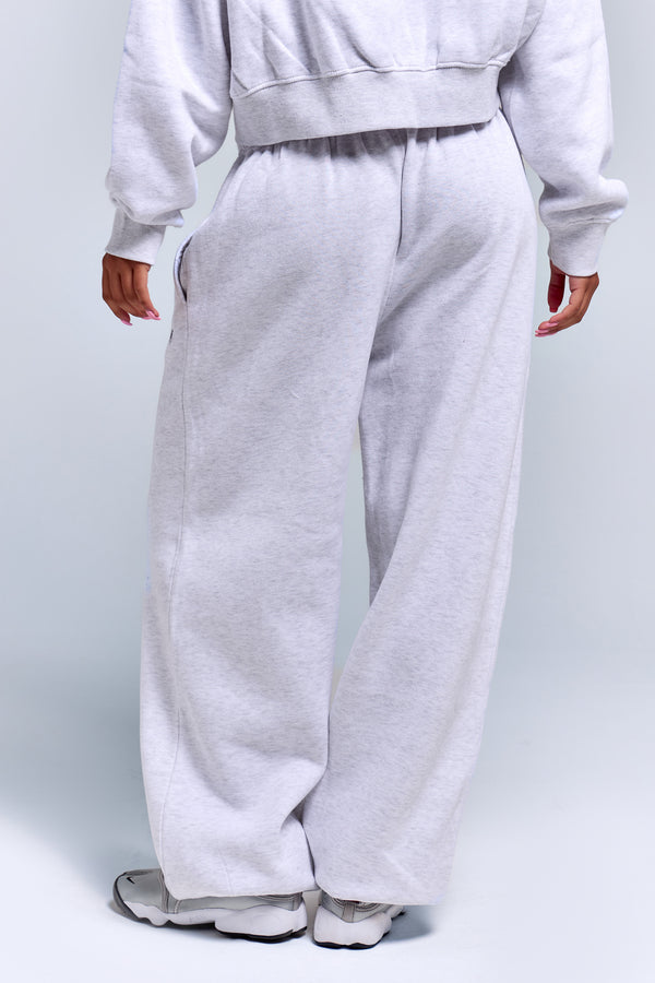 Kaiia Logo Cuffed Joggers Light Grey Marl & Navy