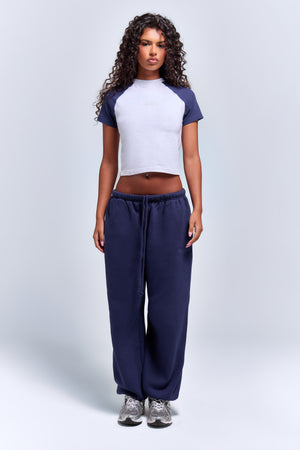 Kaiia Logo Cuffed Joggers Deep Blue