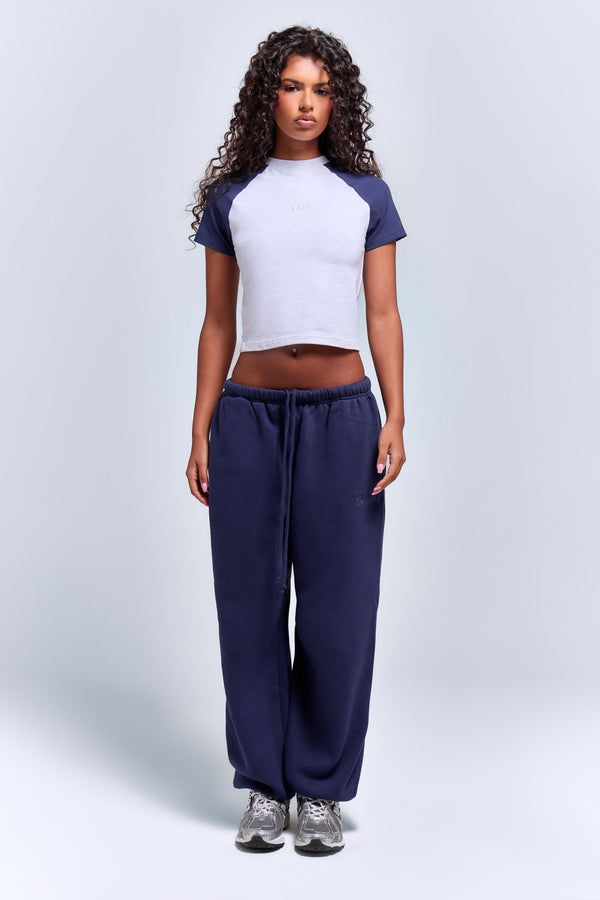 Kaiia Logo Cuffed Joggers Deep Blue