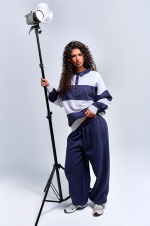 Kaiia Logo Cuffed Joggers Deep Blue