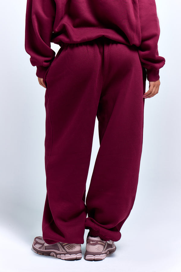 Kaiia Logo Cuffed Joggers Deep Burgundy