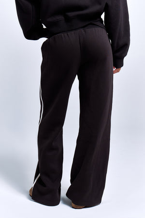 Kaiia Striped Foldover Wide Leg Joggers Black & White