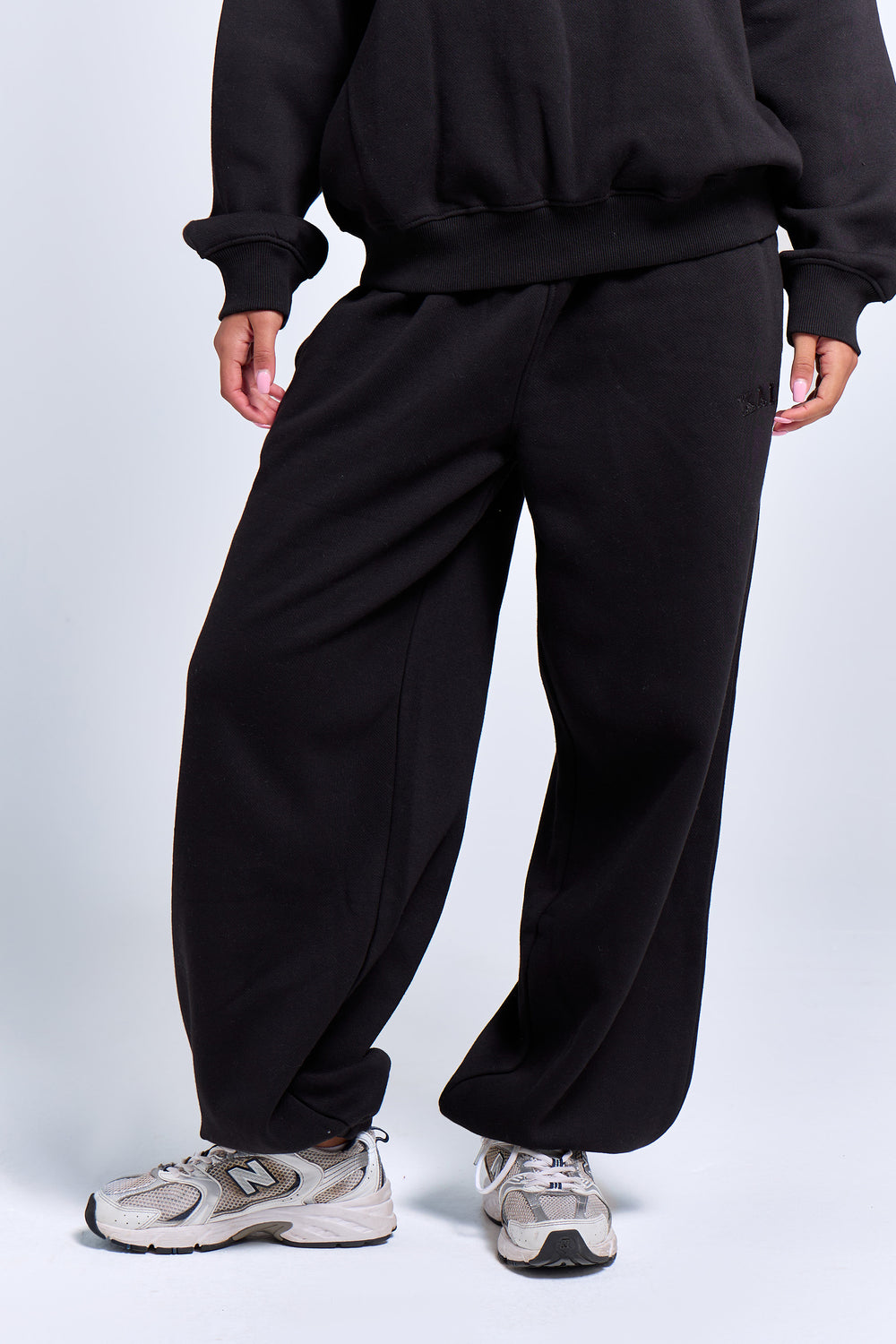 Kaiia Logo Cuffed Joggers Black