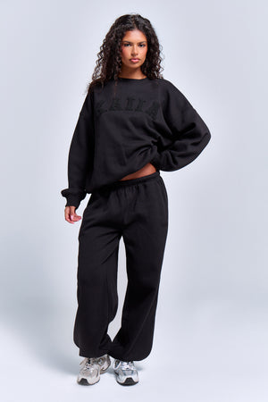 Kaiia Logo Cuffed Joggers Black