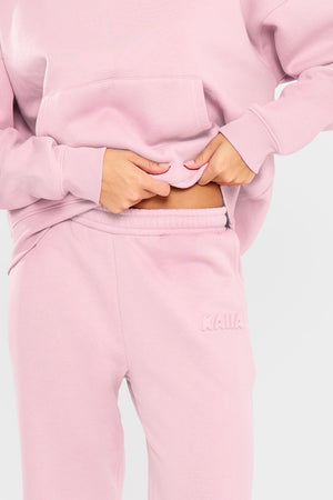 Kaiia Embossed Logo Wide Leg Joggers Baby Pink