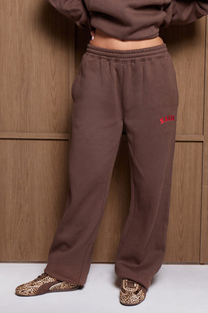 Kaiia Logo Wide Leg Joggers Brown & Red