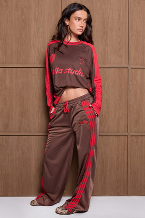 Kaiia Logo Tricot Joggers Brown & Red