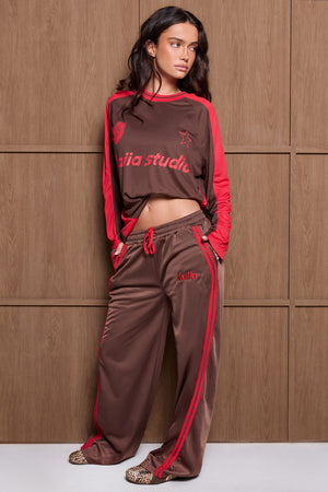 Kaiia Logo Tricot Joggers Brown & Red