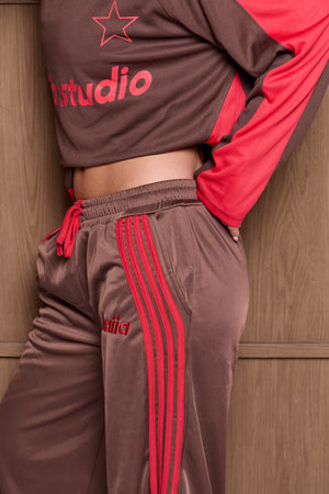 Kaiia Logo Tricot Joggers Brown & Red