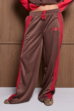 Kaiia Logo Tricot Joggers Brown & Red