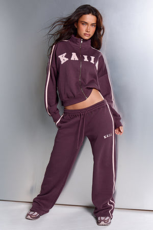 Kaiia Sport Stripe Wide Leg Joggers Huckleberry & Pink