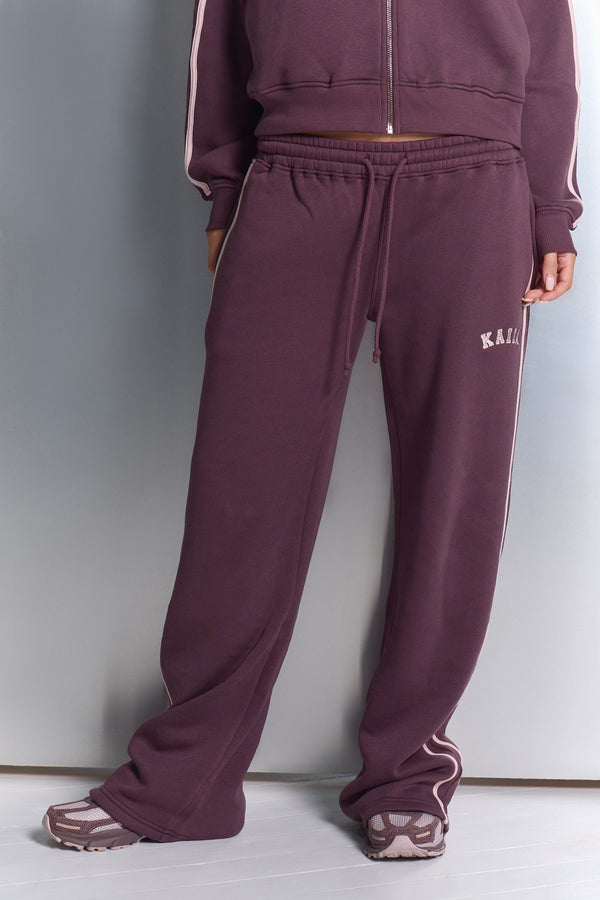 Kaiia Sport Stripe Wide Leg Joggers Huckleberry & Pink