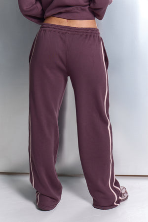 Kaiia Sport Stripe Wide Leg Joggers Huckleberry & Pink