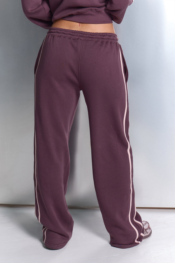 Kaiia Sport Stripe Wide Leg Joggers Huckleberry & Pink