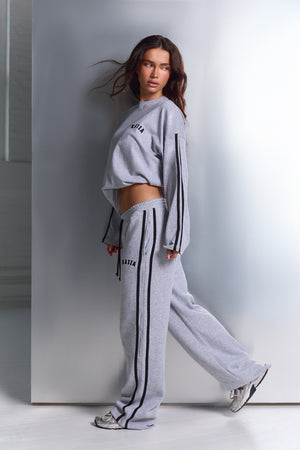 Kaiia Side Stripe Wide Leg Joggers Mid Grey Marl & Black