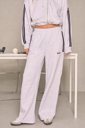 Kaiia Top Stripe Wide Leg Joggers Light Grey Marl & Black