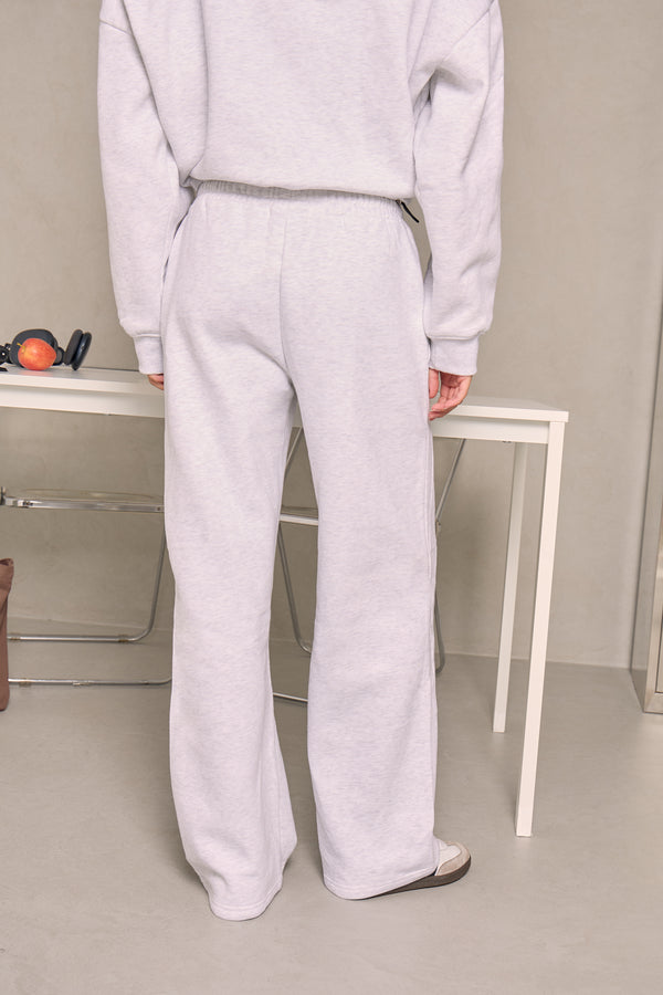 Kaiia Top Stripe Wide Leg Joggers Light Grey Marl & Black