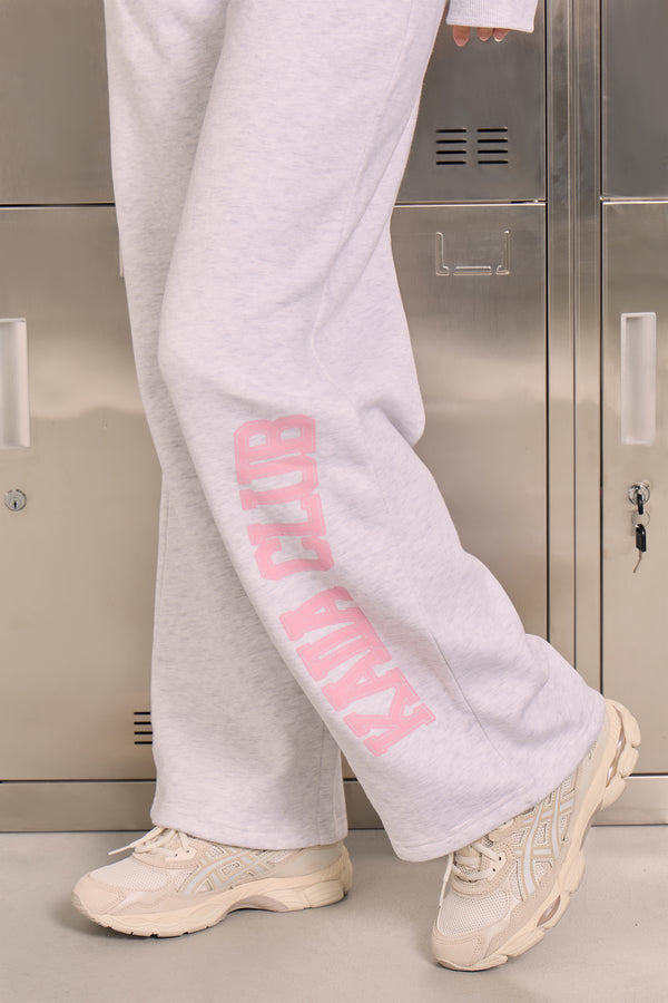 Kaiia Sports Club Wide Leg Joggers Light Grey Marl & Baby Pink