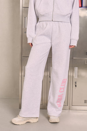 Kaiia Sports Club Wide Leg Joggers Light Grey Marl & Baby Pink